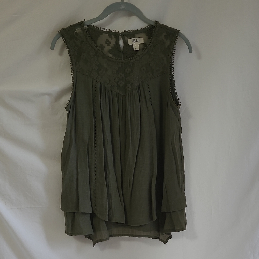 Anthropologie Dark Green Sleeveless Blouse